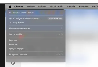 Menú Apple con la opción Configuración del Sistema