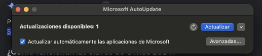 Ventana de Microsoft AutoUpdate